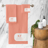 Monogram modern minimalistisch Initiaal peach Bad Handdoek