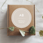 Monogram Modern Minimalistisch Natuurlijk Taupe Ronde Sticker
