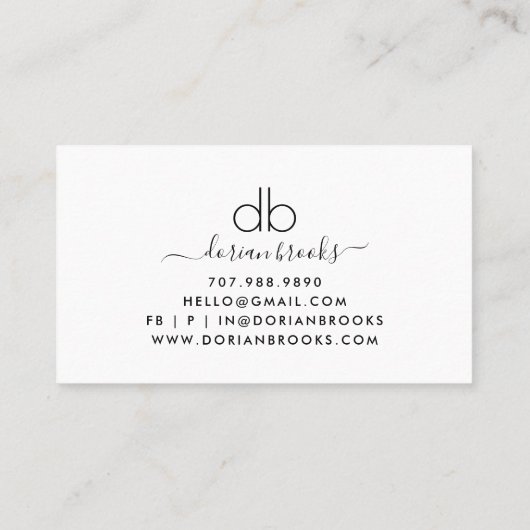 Monogram Modern Minimalistisch Professioneel Bedri Visitekaartje (Achterkant)