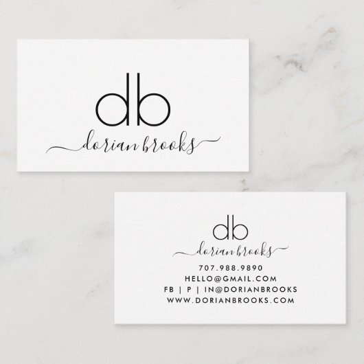 Monogram Modern Minimalistisch Professioneel Bedri Visitekaartje (Voorkant / Achterkant)