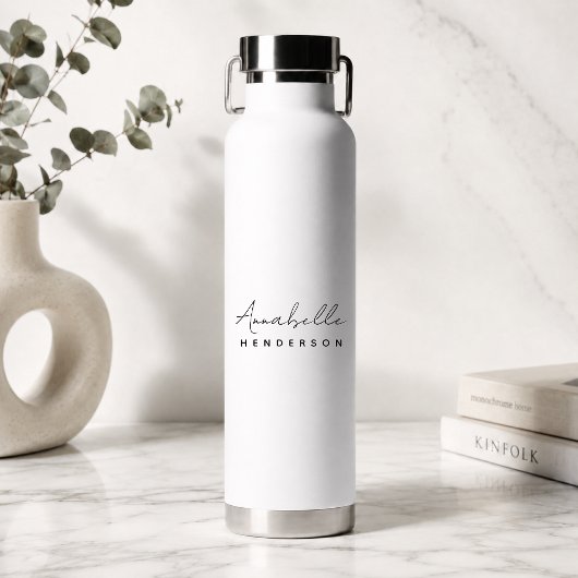 Monogram | Modern Minimalistisch Schoon Eenvoudig  Waterfles