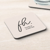 Monogram Modern Minimalistisch Script Blush Pink Bier Onderzetter (Linkerzijde)