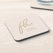 Monogram Modern Minimalistisch Script Blush Pink G Bier Onderzetter (Linkerzijde)