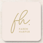 Monogram Modern Minimalistisch Script Blush Pink G Bier Onderzetter (Voorkant)