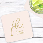 Monogram Modern Minimalistisch Script Blush Pink G Bier Onderzetter