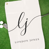 Monogram Modern Minimalistisch Script Naam Girly Golfhanddoek