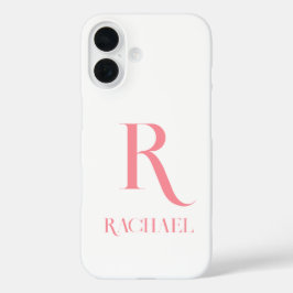 Monogram Modern Minimalistisch Stijlvol Roze iPhone 16 Hoesje