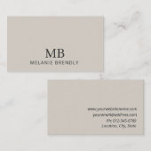 Monogram modern minimalistisch tan Visitekaartje (Voorkant / Achterkant)