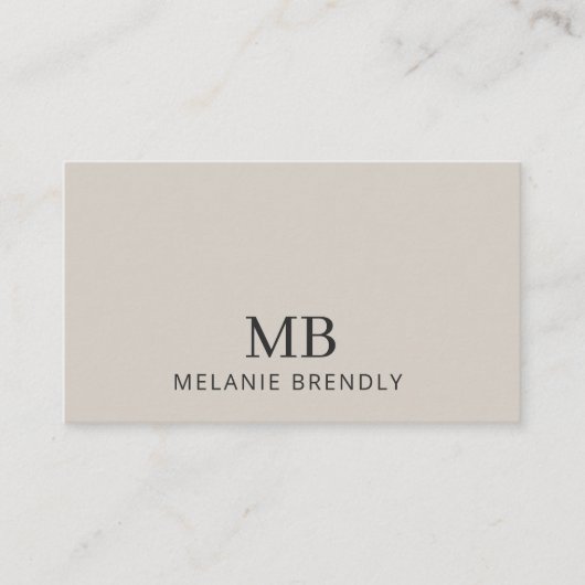 Monogram modern minimalistisch tan Visitekaartje (Voorkant)