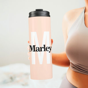 Monogram Modern Minimalistisch Vet Schattige Initi Thermosbeker
