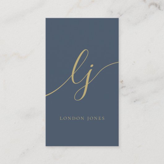 Monogram Modern Minimalistisch Vrouwelijk Marine B Visitekaartje (Voorkant)