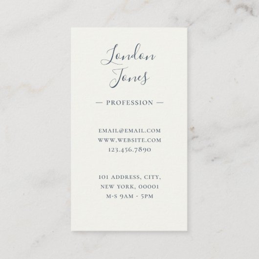 Monogram modern minimalistisch vrouwelijk marine i visitekaartje (Achterkant)