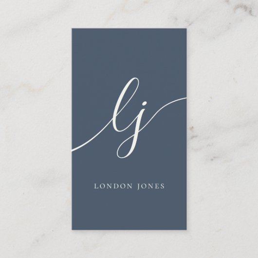 Monogram modern minimalistisch vrouwelijk marine i visitekaartje (Voorkant)