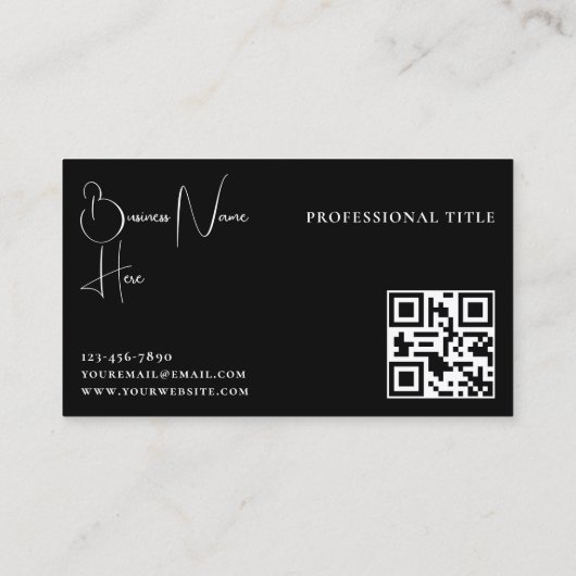 Monogram Modern Minimalistisch Vrouwelijk QR code  Visitekaartje (Achterkant)
