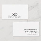 Monogram modern minimalistisch wit Visitekaartje (Voorkant / Achterkant)