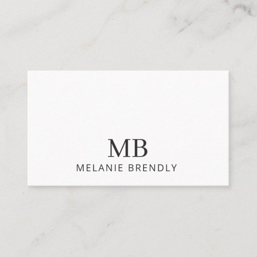 Monogram modern minimalistisch wit Visitekaartje (Voorkant)
