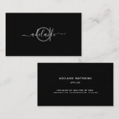 Monogram modern minimalistisch zwart haarpiekmodel visitekaartje (Voorkant / Achterkant)