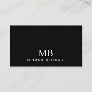 Monogram modern minimalistisch zwart Visitekaartje
