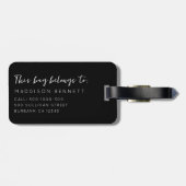 Monogram Modern minimalistisch zwart wit Bagagelabel (Achterkant horizontaal)