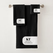 Monogram modern minimalistisch zwart-wit Initiaal Bad Handdoek (Insitu)