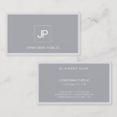 Monogram Modern minimalistische legant grijs Eenvo Visitekaartje (Voorkant / Achterkant)