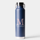 Monogram Modern minimalistische marineblauw Waterfles (Voorkant)