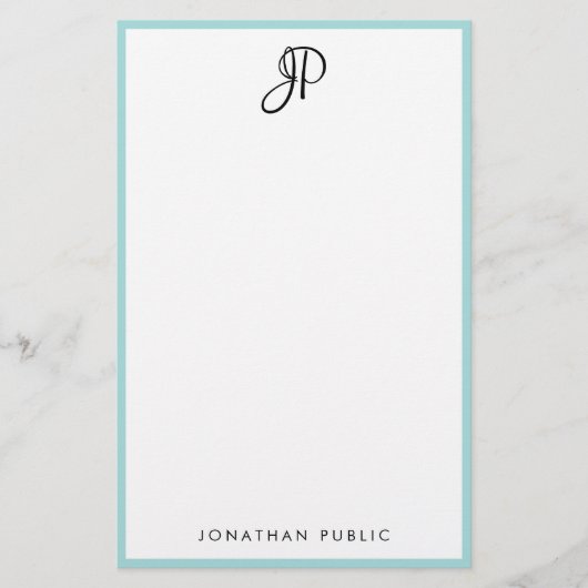 Monogram Modern Minimalistische Sjabloon Typografi Briefpapier (Voorkant)