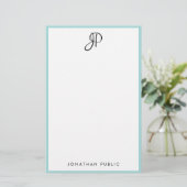 Monogram Modern Minimalistische Sjabloon Typografi Briefpapier (Staand voorkant)