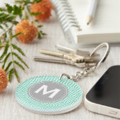 Monogram Modern Mint Grieks Zeer belangrijk Patroo Sleutelhanger (Voorkant Rechts)