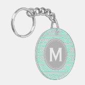 Monogram Modern Mint Grieks Zeer belangrijk Patroo Sleutelhanger (Voorkant Links)