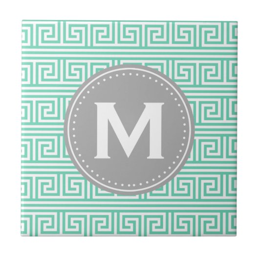 Monogram Modern Mint Grieks Zeer belangrijk Patroo Tegeltje (Voorkant)