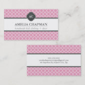 MONOGRAM modern morrocan patroon  roze grijs Visitekaartje (Voorkant / Achterkant)
