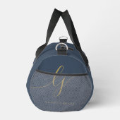 Monogram Modern Navy Blauw Goud Elegant Script Plunjezak (Rechts)