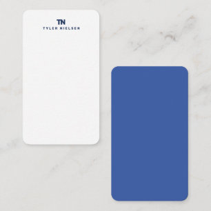 Monogram Modern Navy Blauw Typografie Notitiekaartje