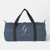Monogram Modern Navy Blauw Wit Script Stijlvol Plunjezak (Voorkant)