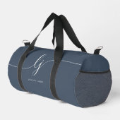 Monogram Modern Navy Blauw Wit Script Stijlvol Plunjezak (Rechterhoek)