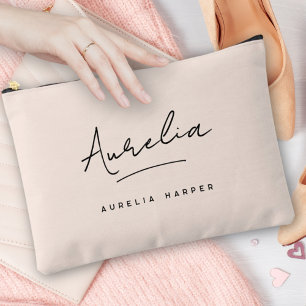 Monogram Modern Neutraal Minimalistisch Blush Roze Etui