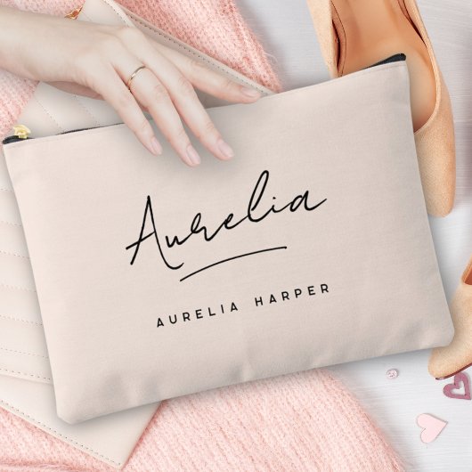 Monogram Modern Neutraal Minimalistisch Blush Roze Etui