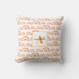 Monogram Modern Oranje Waterverf Regenboog Kussen