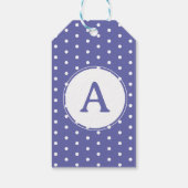 Monogram Modern Periwinkle Polka Dots Birthday Cadeaulabel (Achterkant)