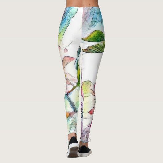 Monogram Modern Pink Cherry Blossom Waterverf Leggings (Achterkant)