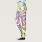 Monogram Modern Pink Cherry Blossom Waterverf Leggings (Links)