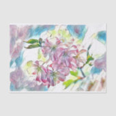 Monogram Modern Pink Cherry Blossom Waterverf Tissuepapier (Voorkant)