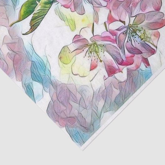 Monogram Modern Pink Cherry Blossom Waterverf Tissuepapier (Detail)