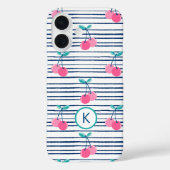 Monogram Modern Pink Cherry Preppy Girly Case-Mate iPhone Case (Achterkant)