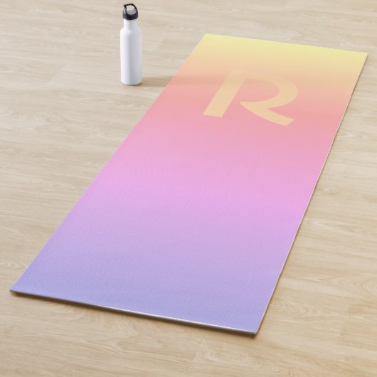 Monogram Modern Pink Sunset Colors Yogamat (In situ)