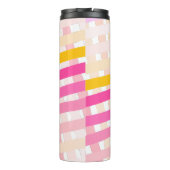 Monogram Modern Pink Yellow Check Plaid Girly Thermosbeker (Achterkant)