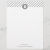 Monogram Modern Plain Silver Letterhead Custom Briefhoofd (Voorkant)