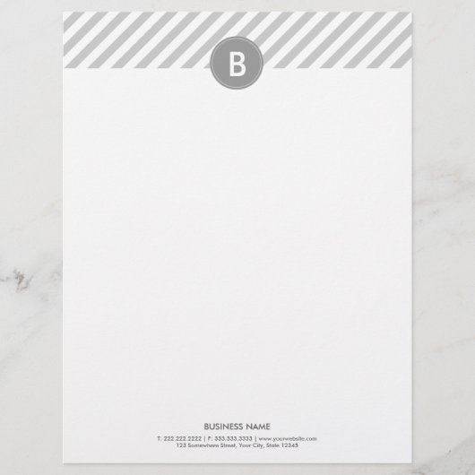 Monogram Modern Plain Silver Letterhead Custom Briefhoofd (Voorkant)