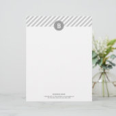 Monogram Modern Plain Silver Letterhead Custom Briefhoofd (Staand voorkant)